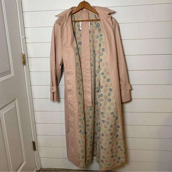 Vintage London Fog Blush pink Trench Coat Union Made 80s/90s oversized size 12 - Picture 16 of 16